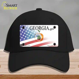 Georgia with American Flag Novelty License Plate Hat Cotton / Black