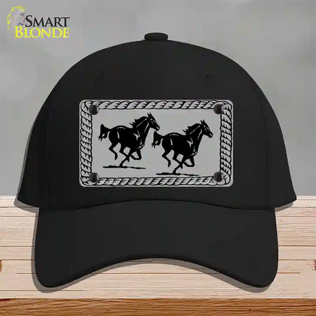 Two Running Horses Novelty License Plate Hat Cotton / Black