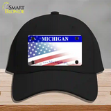 Michigan with American Flag Novelty License Plate Hat Cotton / Black