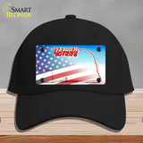 Nebraska with American Flag Novelty License Plate Hat Cotton / Black