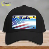 Nevada with American Flag Novelty License Plate Hat Cotton / Black