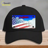 South Dakota with American Flag Novelty License Plate Hat Cotton / Black