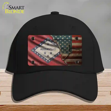 Arkansas/American Flag Novelty License Plate Hat Cotton / Black