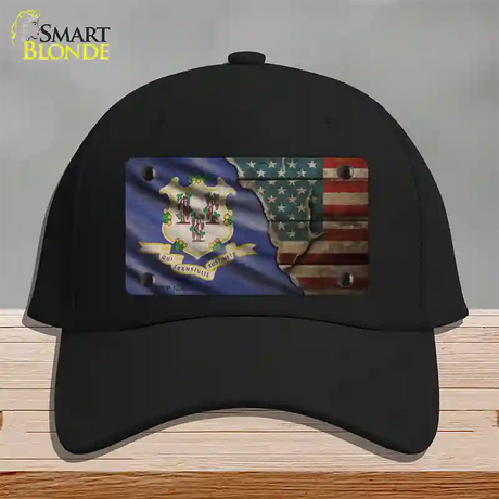 Connecticut/American Flag Novelty License Plate Hat Cotton / Black