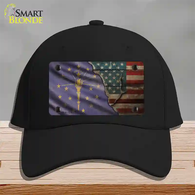 Indiana/American Flag Novelty License Plate Hat Cotton / Black