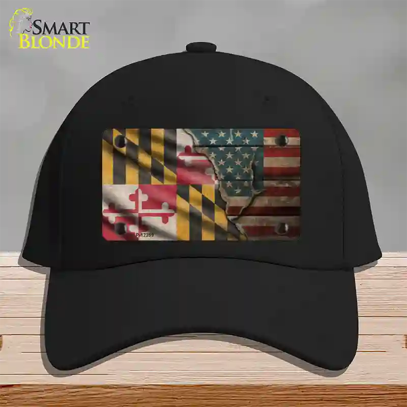 Maryland/American Flag Novelty License Plate Hat Cotton / Black