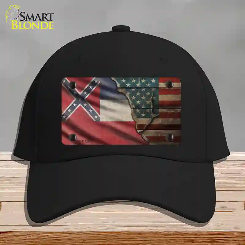 Mississippi/American Flag Novelty License Plate Hat Cotton / Black