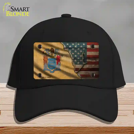 New Jersey/American Flag Novelty License Plate Hat Cotton / Black