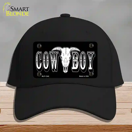 Cowboy Longhorn Skull Novelty License Plate Hat Cotton / Black