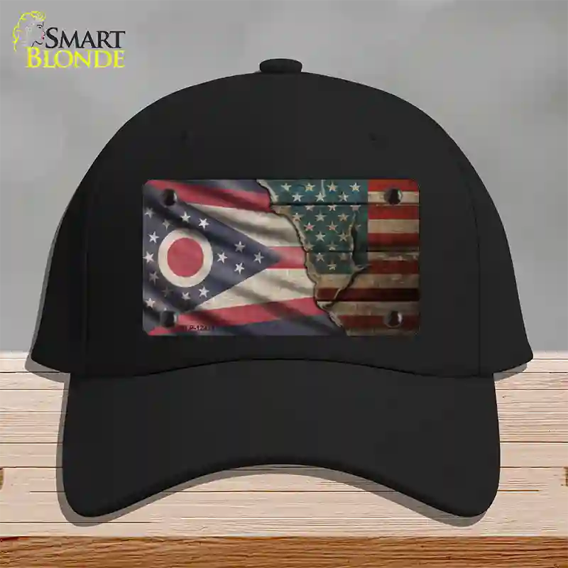 Ohio/American Flag Novelty License Plate Hat Cotton / Black