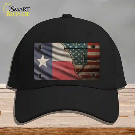 Texas/American Flag Novelty License Plate Hat Cotton / Black