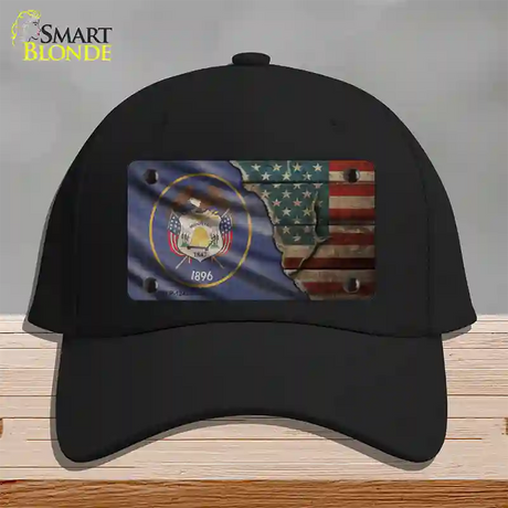 Utah/American Flag Novelty License Plate Hat Cotton / Black