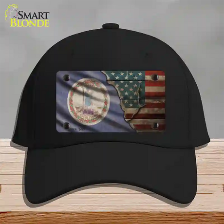 Virginia/American Flag Novelty License Plate Hat Cotton / Black