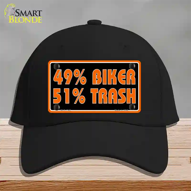 49% Biker 51% Trash Novelty License Plate Hat Cotton / Black