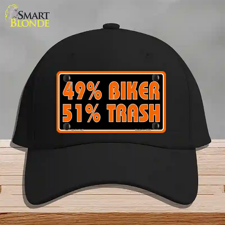 49% Biker 51% Trash Novelty License Plate Hat Cotton / Black