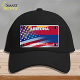 Arizona Centennial American Flag Novelty License Plate Hat Black Cotton