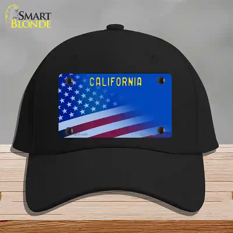 California with Blue California Plate Novelty License Plate Hat Cotton / Black