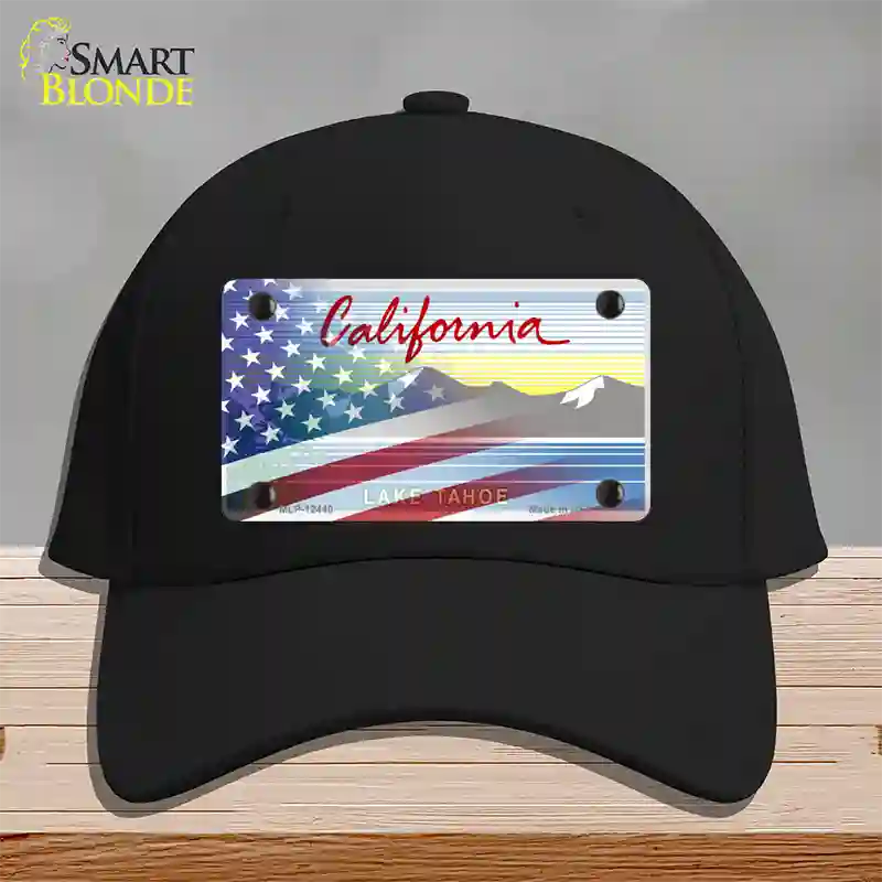 California Tahoe Plate American Flag Novelty License Plate Hat Cotton / Black