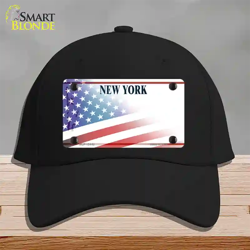 New York Liberty Plate American Flag Novelty License Plate Hat Cotton / Black