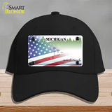 Michigan Peninsulas Plate American Flag Novelty License Plate Hat Cotton / Black