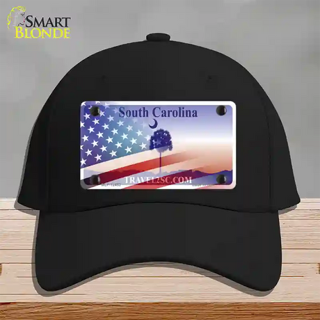 South Carolina Travel Plate American Flag Novelty License Plate Hat Cotton / Black