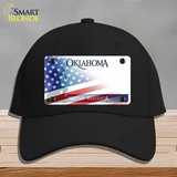 Oklahoma Bow with American Flag Novelty License Plate Hat Cotton / Black