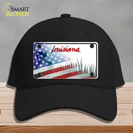 Louisiana 200 Years with American Flag Novelty License Plate Hat Cotton / Black