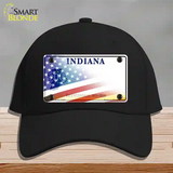 Indiana Bicentennial with American Flag Novelty License Plate Hat Cotton / Black