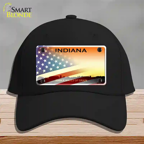 Indiana Amber Waves Plate American Flag Novelty License Plate Hat Cotton / Black