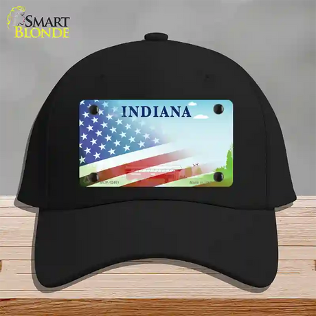 Indiana Bridge Plate American Flag Novelty License Plate Hat Cotton / Black