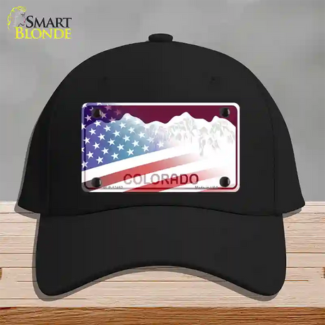 Colorado Red with American Flag Novelty License Plate Hat Cotton / Black