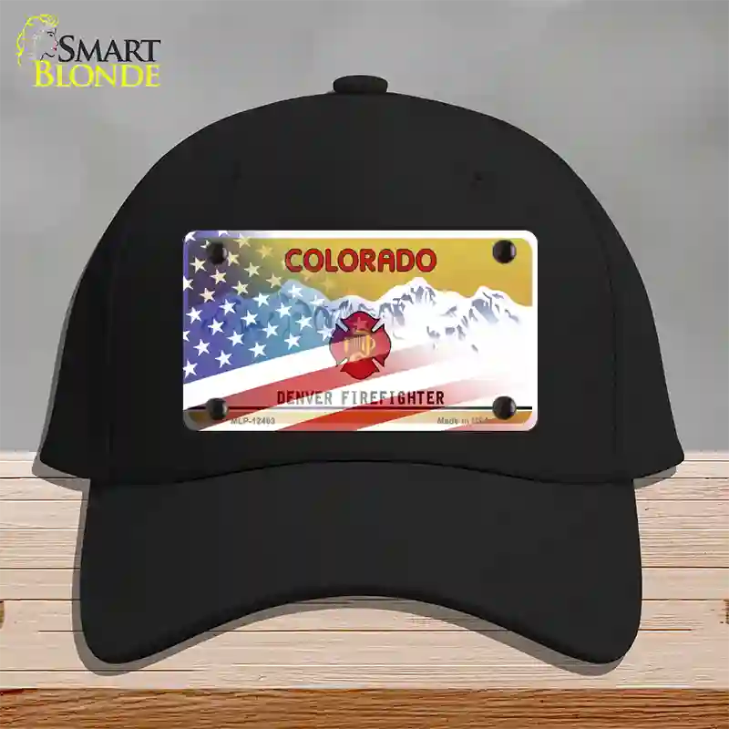 Colorado Firefighter Plate American Flag Novelty License Plate Hat Cotton / Black