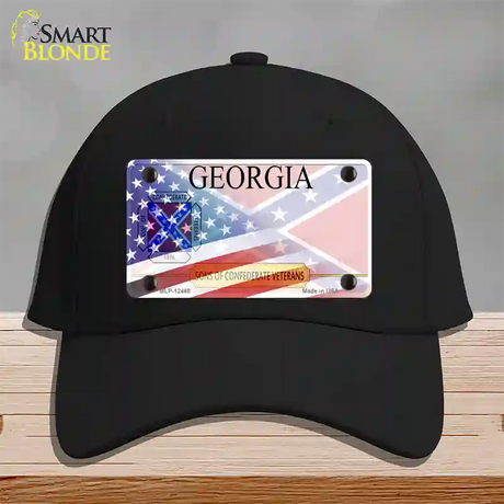 Georgia Confederate Flag American Flag Novelty License Plate Hat Cotton / Black