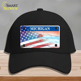 Michigan Splendor with American Flag Novelty License Plate Hat Cotton / Black