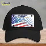 Mississippi Blue with American Flag Novelty License Plate Hat Cotton / Black