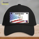 Puerto Rico with American Flag Novelty License Plate Hat Cotton / Black