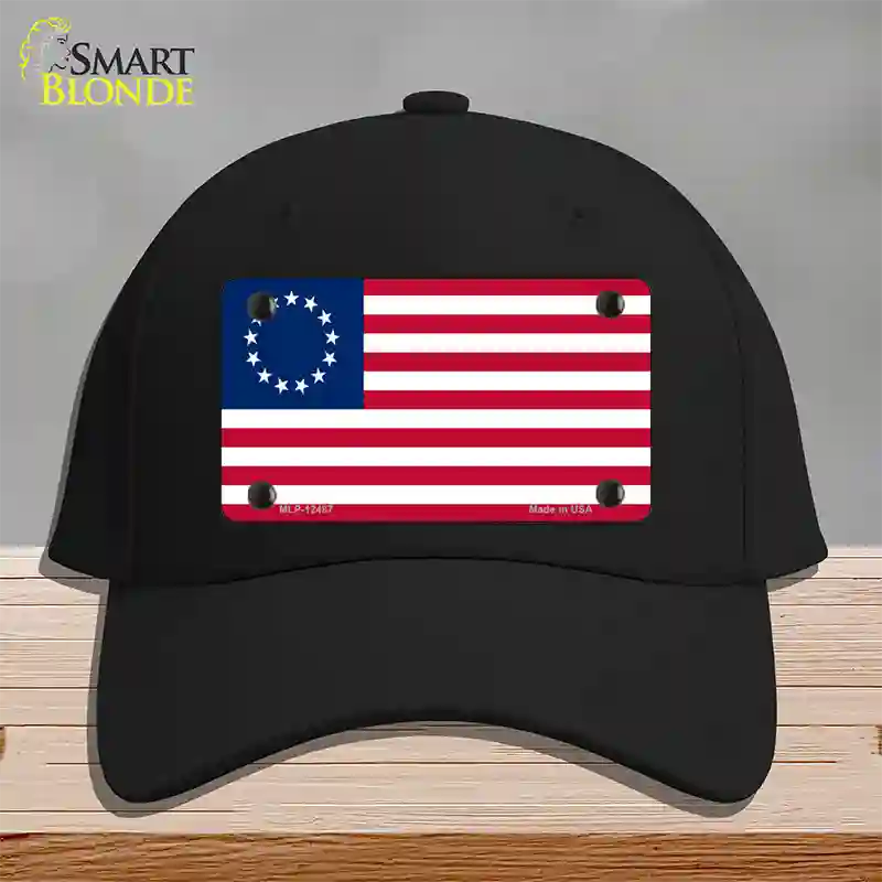 Betsy Ross American Flag Novelty License Plate Hat Cotton / Black