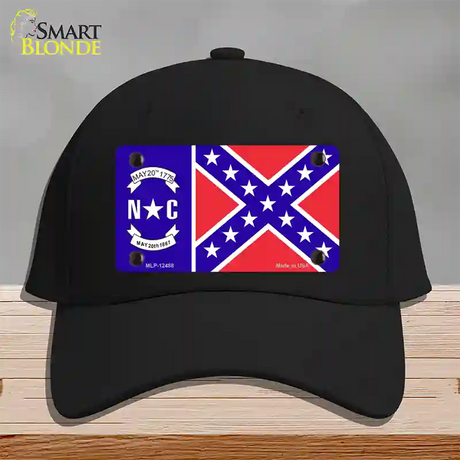 North Carolina Confederate Flag Novelty License Plate Hat Cotton / Black