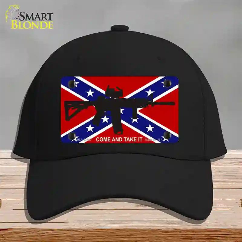 Come and Take It Confederate Flag Novelty License Plate Hat Cotton / Black