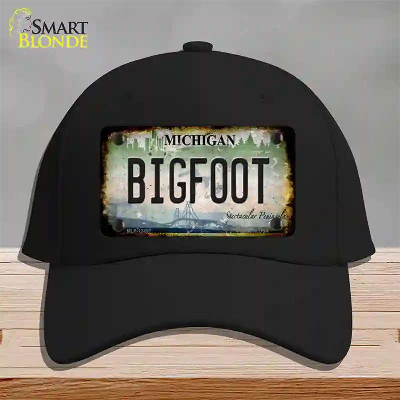 Bigfoot Michigan Novelty License Plate Hat Cotton / Black