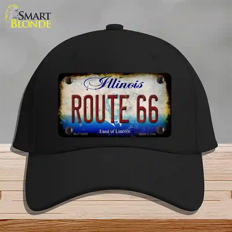 Route 66 Illinois Rusty Novelty License Plate Hat Cotton / Black