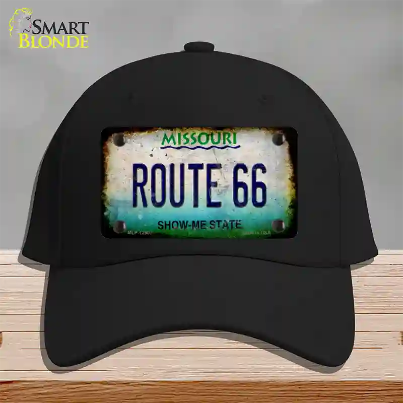 Route 66 Missouri Rusty Novelty License Plate Hat Cotton / Black