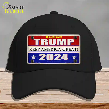 Re-Elect Trump 2024 Novelty License Plate Hat Cotton / Black