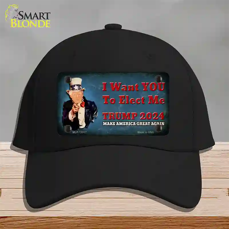 I Want You to Elect Me Trump 2024 Novelty License Plate Hat Cotton / Black