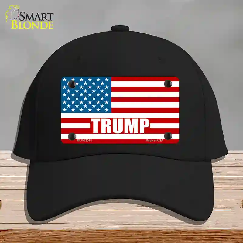 Trump American Flag Novelty License Plate Hat Cotton / Black