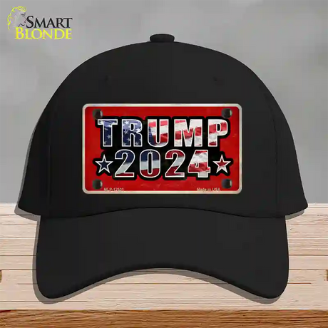 Trump 2024 Flag Novelty License Plate Hat Cotton / Black