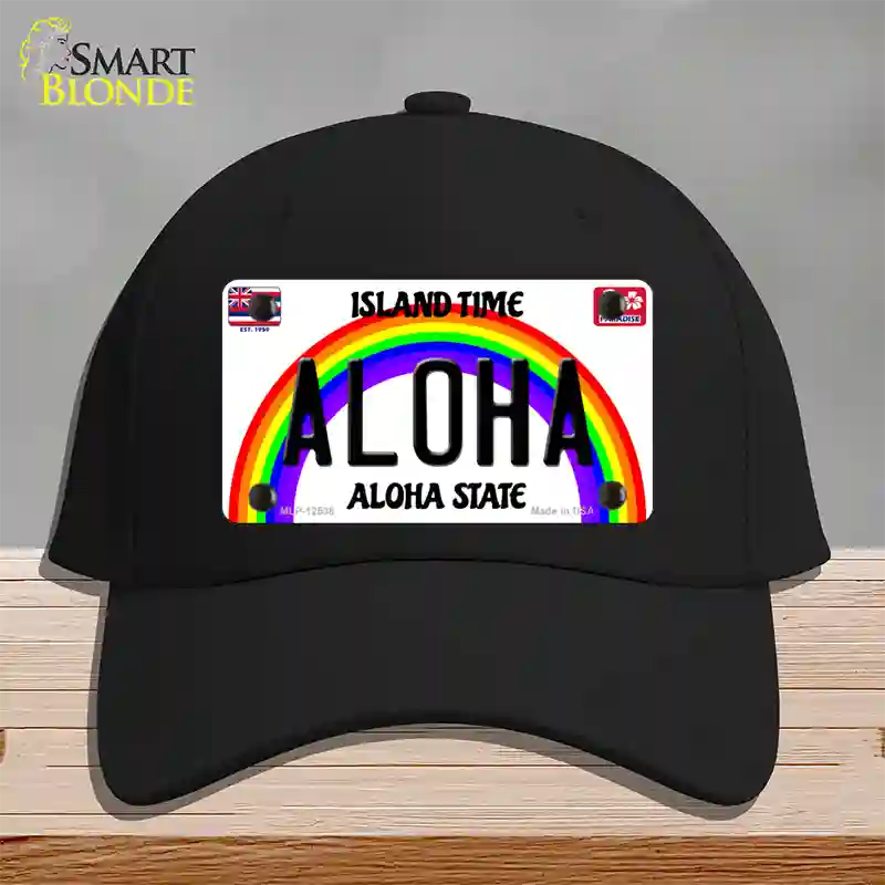 Aloha Hawaii Novelty License Plate Hat Cotton / Black