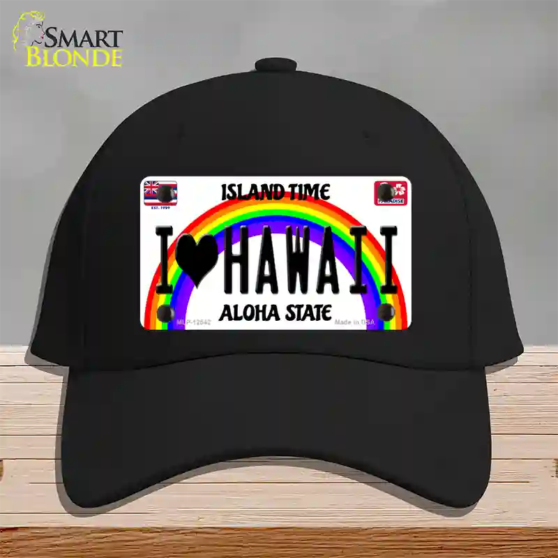 I Love Hawaii Novelty License Plate Hat Cotton / Black