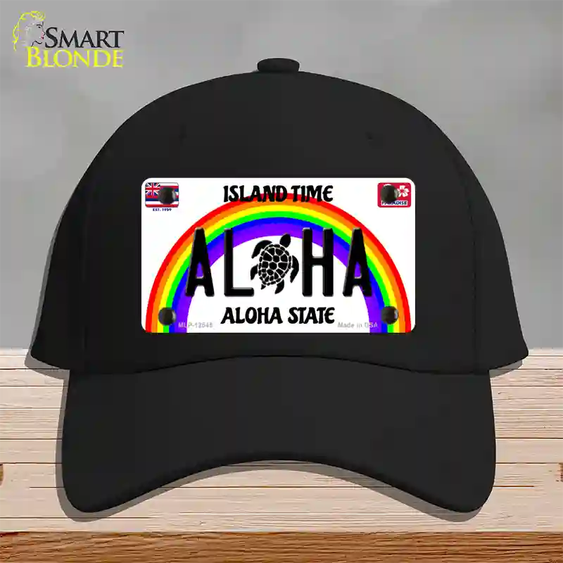 Aloha Turtle Hawaii Novelty License Plate Hat Cotton / Black