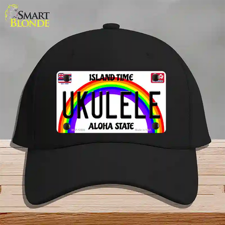 Ukulele Hawaii Novelty License Plate Hat Cotton / Black